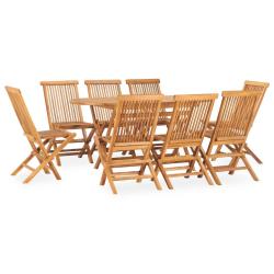 Ensemble &agrave; manger d'ext&eacute;rieur pliable 9 pcs Bois solide de teck