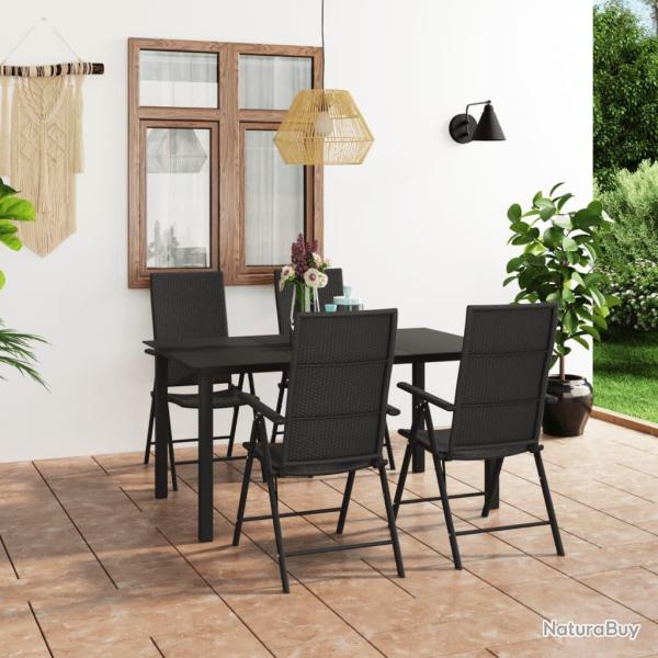 Ensemble � manger 5 pi�ces, noir, pour la terrasse