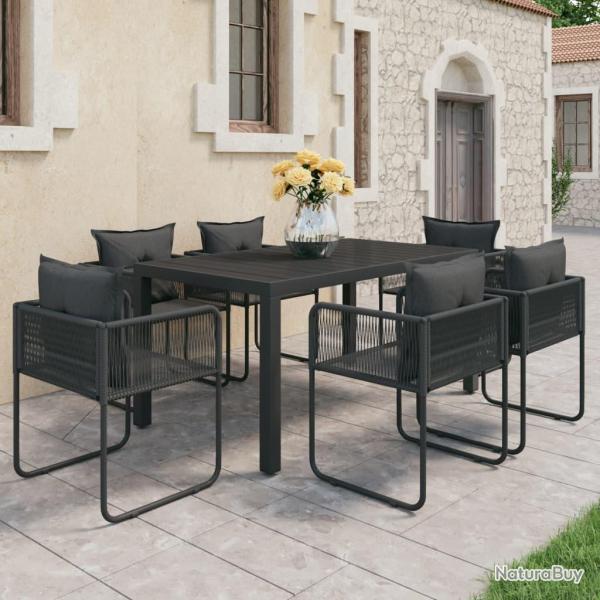 Ensemble � manger de 7 pcs PVC r�sine tress�e noir
