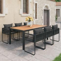Ensemble &agrave; Manger de 7pcs PVC r&eacute;sine tress&eacute;e noir marron