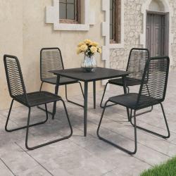 Ensemble &agrave; manger de 5 pcs PVC r&eacute;sine tress&eacute;e noir