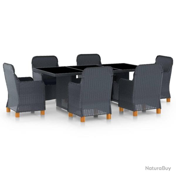 Ensemble � manger d'ext�rieur et coussins 7 pcs r�sine tress�e