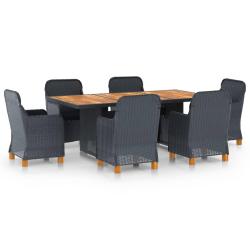 Ensemble &agrave; manger d'ext&eacute;rieur 7pcs et coussins r&eacute;sine tress&eacute;e