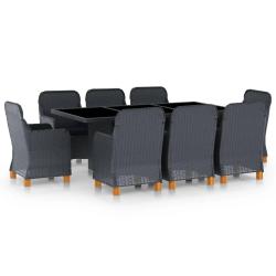 Ensemble &agrave; manger d'ext&eacute;rieur 9 pcs et coussins r&eacute;sine tress&eacute;e