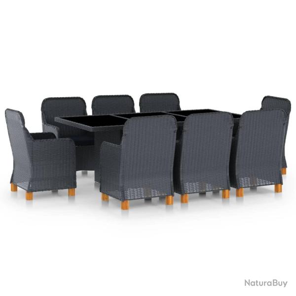 Ensemble � manger d'ext�rieur 9 pcs et coussins r�sine tress�e