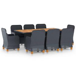 Ensemble &agrave; manger d'ext&eacute;rieur 9 pcs et coussins r&eacute;sine tress&eacute;e