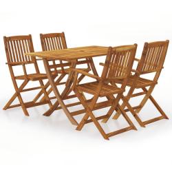 Ensemble &agrave; manger de pliable 5 pcs Bois d'acacia solide