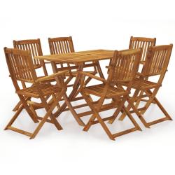 Ensemble &agrave; manger de pliable 7 pcs bois d'acacia solide