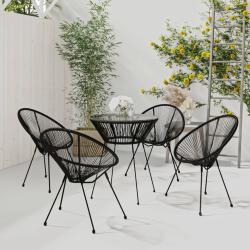 Ensemble &agrave; d&icirc;ner d'ext&eacute;rieur 5 pcs Rotin PVC Noir
