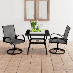Ensemble &agrave; manger de 3 pcs textil&egrave;ne et acier