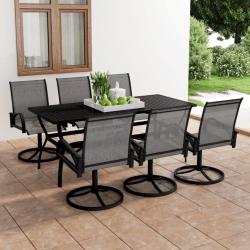 Ensemble &agrave; manger de 7 pcs textil&egrave;ne et acier