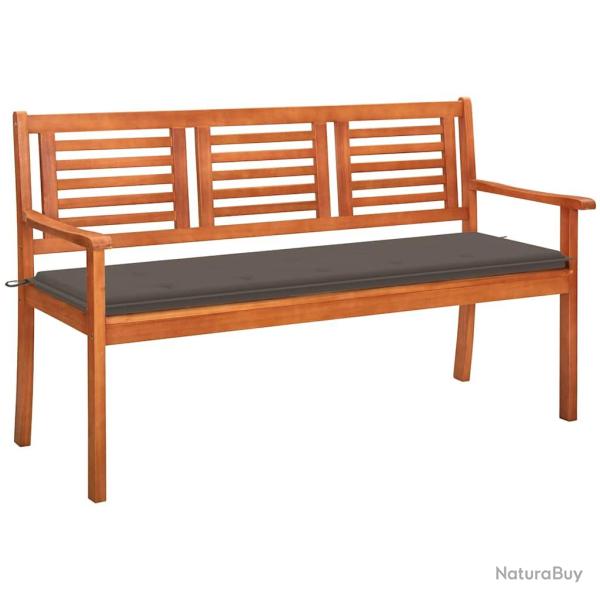 Banc de 3 places avec coussin 150 cm Bois d'eucalyptus