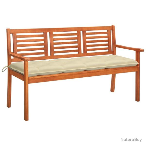 Banc de 3 places avec coussin 150 cm Bois d'eucalyptus