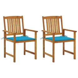 Chaises avec coussins, 2 pi&egrave;ces, en bois d'acacia massif