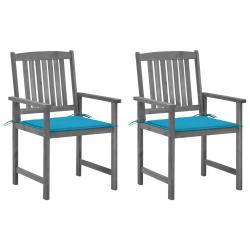 Chaises de et coussins lot de 2 Gris Bois acacia massif