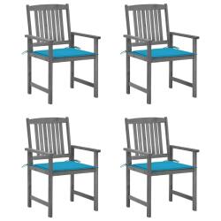 Chaises de et coussins lot de 4 Gris Bois acacia massif