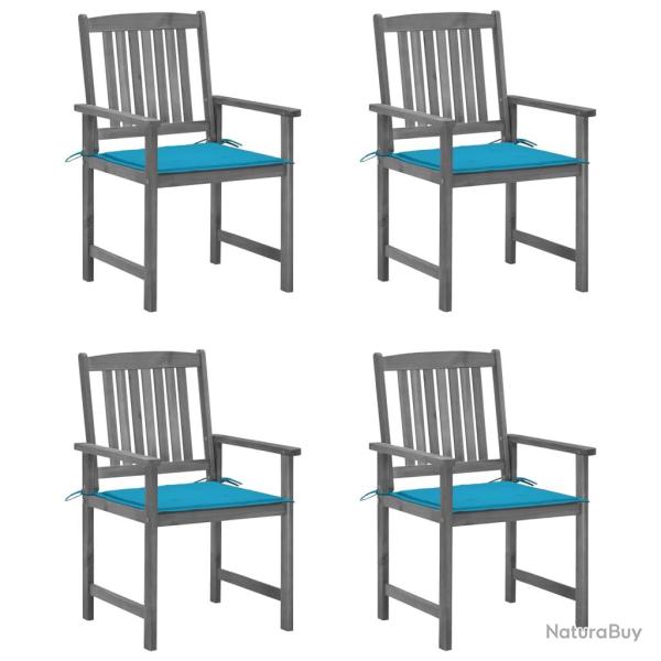 Chaises de et coussins lot de 4 Gris Bois acacia massif