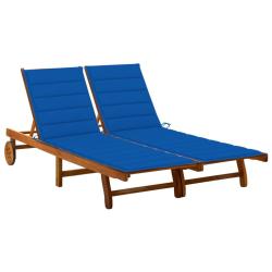 Chaise longue de 2 places avec coussins Acacia solide