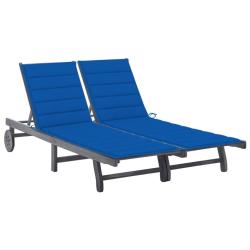Chaise longue de 2 places avec coussin Gris Acacia