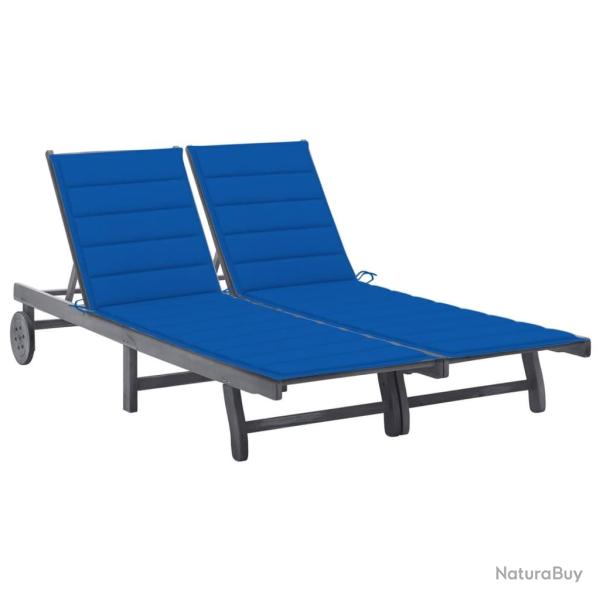 Chaise longue de 2 places avec coussin Gris Acacia