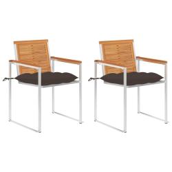Chaises de avec coussins lot de 2 Acacia solide et acier