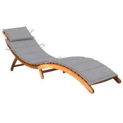 Chaise longue de avec coussin Bois d'acacia solide