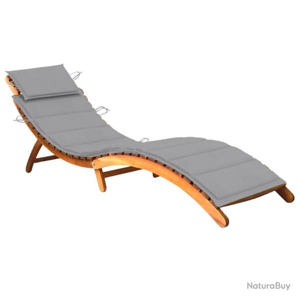 Chaise longue de avec coussin Bois d'acacia solide