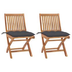 Chaises de lot de 2 et coussins anthracite Bois de teck