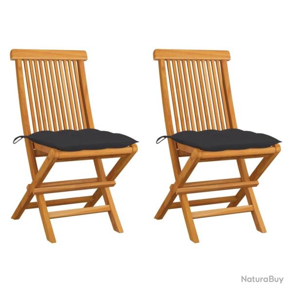 Chaises de et coussins anthracite lot de 2 Bois de teck