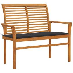 Banc de et coussin anthracite 112 cm Bois de teck massif