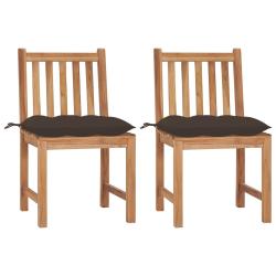Chaises de lot de 2 avec coussins Bois de teck massif