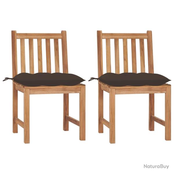 Chaises de lot de 2 avec coussins Bois de teck massif