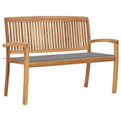 Banc de empilable et coussin 128,5cm Bois de teck massif