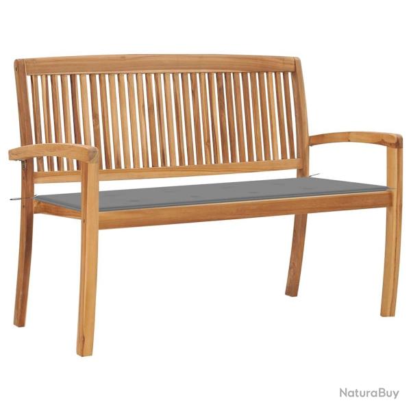 Banc de empilable et coussin 128,5cm Bois de teck massif