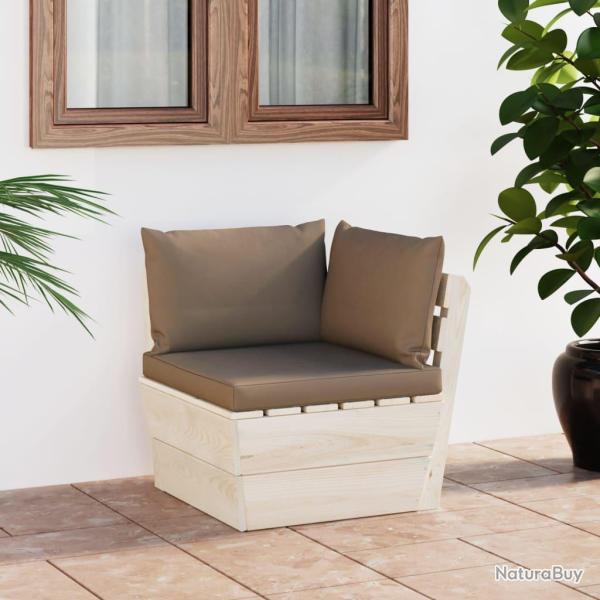 Canap� d'angle palette avec coussins, en �pic�a impr�gn�, pour la terrasse