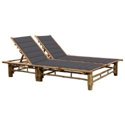 Chaise longue pour 2 personnes avec coussins, en bambou, pour la terrasse