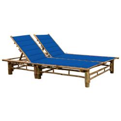 Chaise longue pour 2 personnes avec coussins, en bambou, pour la terrasse