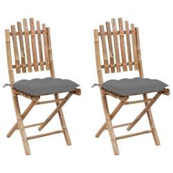 Chaises pliables de lot de 2 avec coussins Bambou