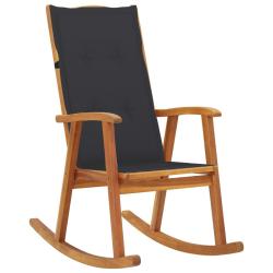 Chaise &agrave; bascule avec coussins Bois d'acacia massif
