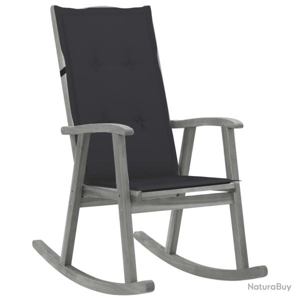 Chaise � bascule avec coussins Gris Bois d'acacia massif