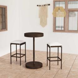 Ensemble de bar, 3 pi&egrave;ces, avec coussins, en r&eacute;sine tress&eacute;e marron, pour la terrasse