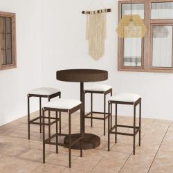 Ensemble bar de 5 pcs et coussins R&eacute;sine tress&eacute;e Marron