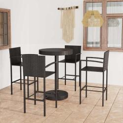 Ensemble de bar de 5 pcs R&eacute;sine tress&eacute;e Noir