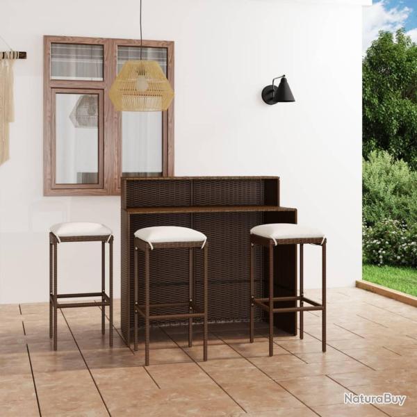 Ensemble de bar de avec coussins 4 pcs Marron