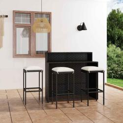 Ensemble de bar de avec coussins 4 pcs Noir