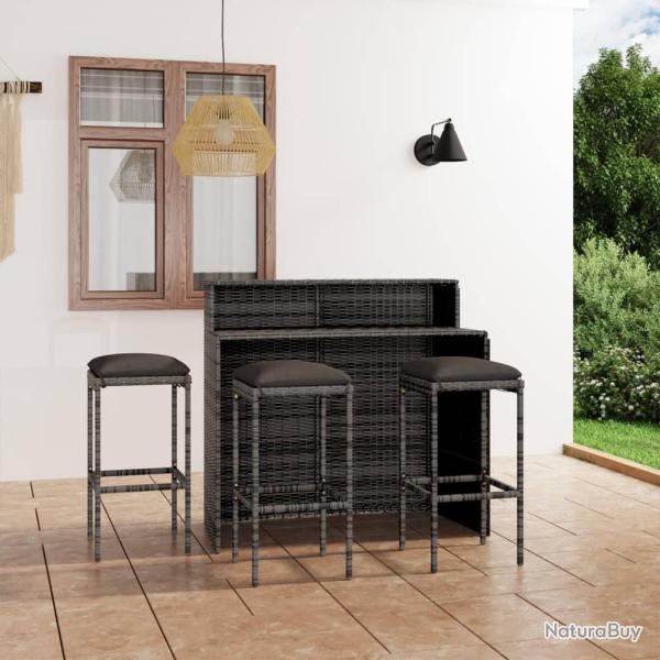 Ensemble de bar de avec coussins 4 pcs Gris