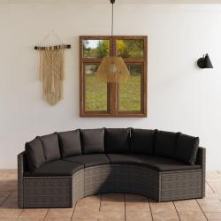 Salon de 4 pcs avec coussins R&eacute;sine tress&eacute;e Gris