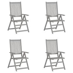 Chaises inclinables de lot de 4 Gris Bois solide acacia
