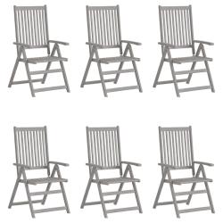 Chaises inclinables de lot de 6 Gris Bois solide acacia