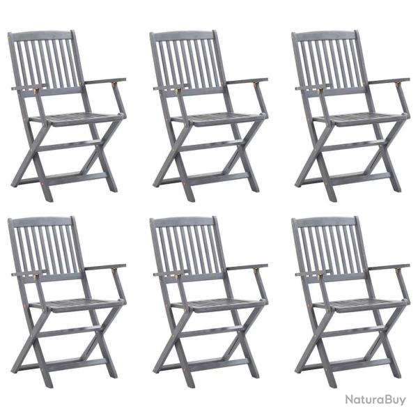 Chaises pliables d'ext�rieur lot de 6 Bois d'acacia solide